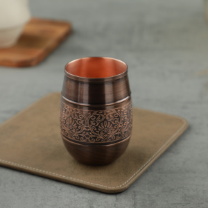 Pure Copper Glass With Half Hammered Half Silk Glass 300 ml