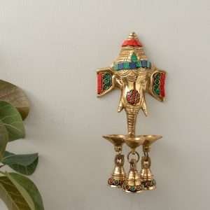 Bring Home Prosperity with Atya Luxury Brass Ganesha Wall Hanging Diya for Positive Vibes | Wall Hanging Decor | Traditional Ganesha Wall Art | Pure Brass