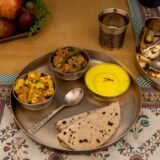 Luxury Bronze| Kansa Dinner Thali Set of 6 Piece | 1 Thali (12 inch), 2 Bowl, 1 Desert Bowl, 1 Spoon and 1 Glass | Floral Design | Vintage Matt Finish | Traditional Luxury Dinningware