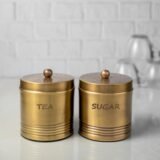 brass sugar and tea storage container