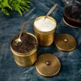 brass tea and sugar storage container