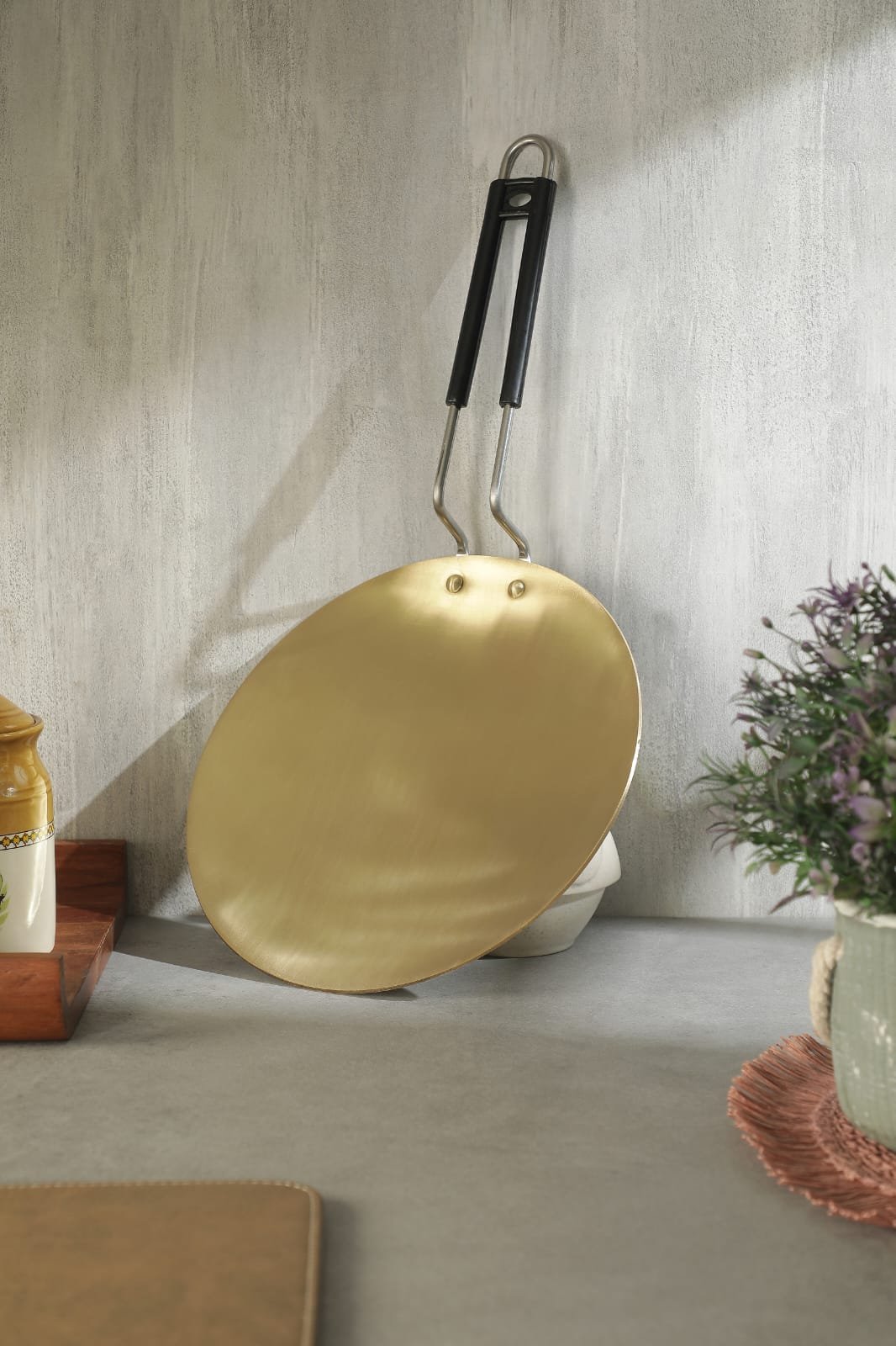 brass tawa for roti with pvc handle