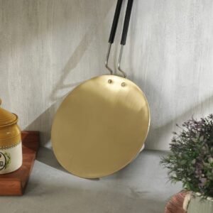 ATYA LUXURY Brass Tawa (for Chapati) 10 inch | Traditional Healthy Cooking | Non Toxic tawa with PVC Handle