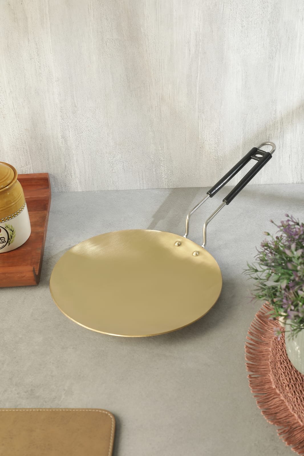 brass tawa for roti with pvc handle