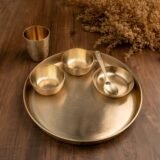 Luxury Bronze (Kansa) Dinner Thali Set of 6 Piece | Bronze Antique thali for Home, Dinning, restaurant and Gifting | Pure Bronze Thali 12 inch | Indian Traditional Thali