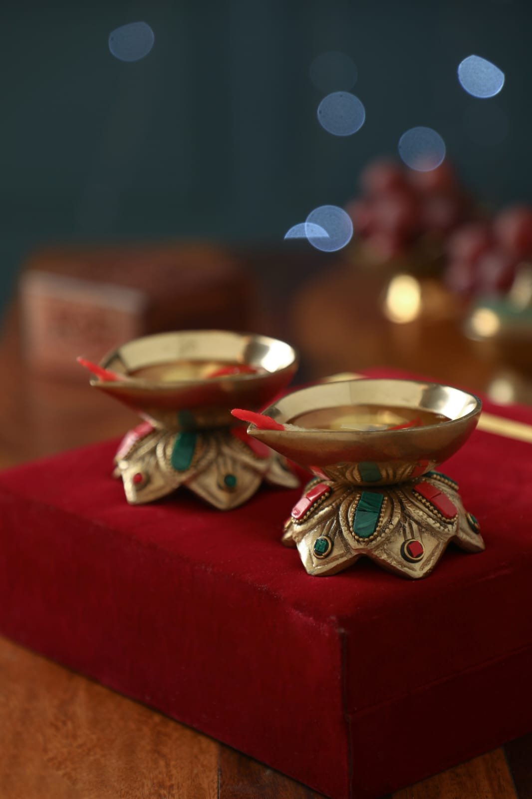 decorative brass pooja diya
