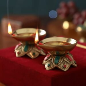 decorative brass pooja diya