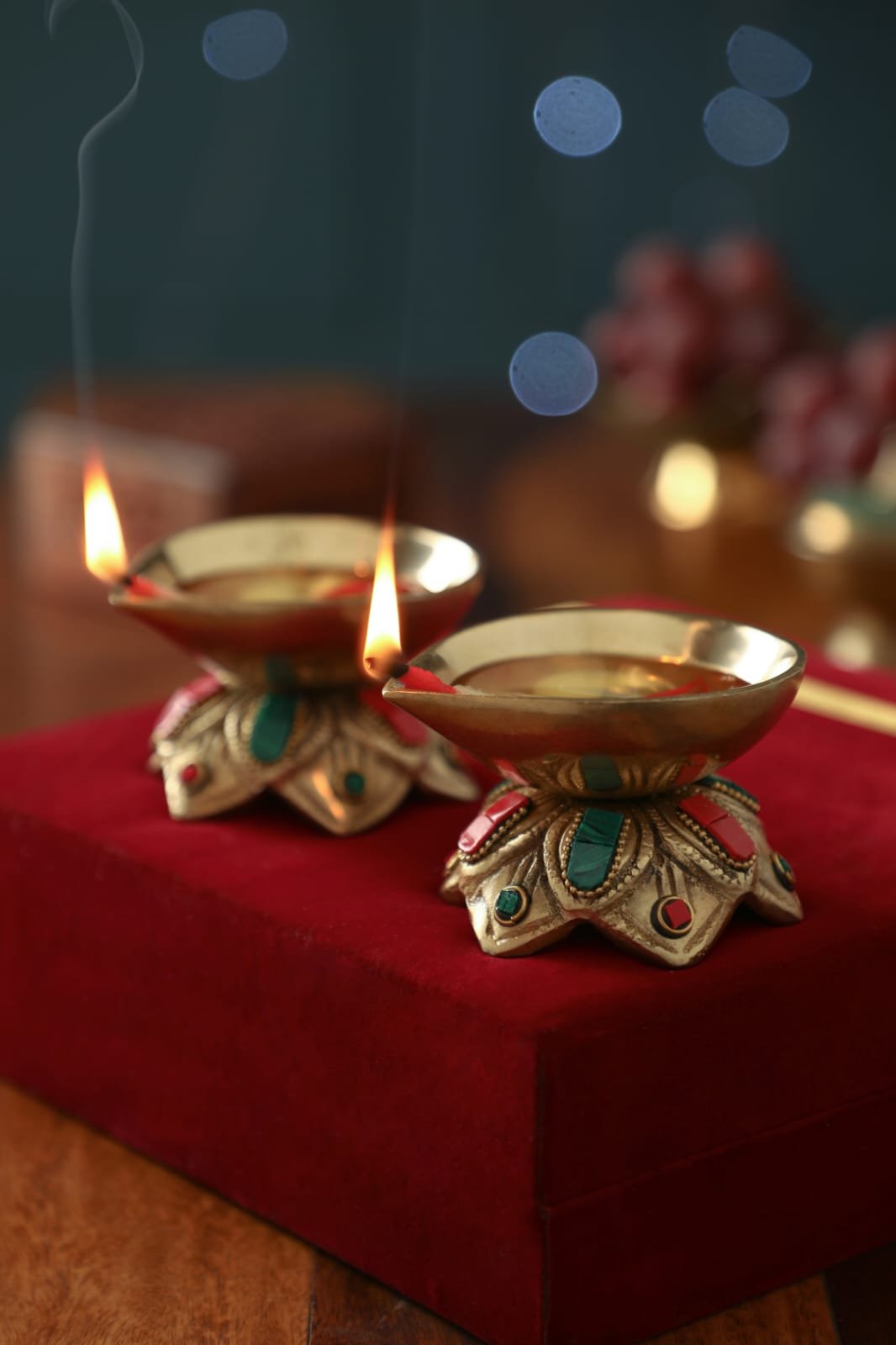 decorative brass pooja diya