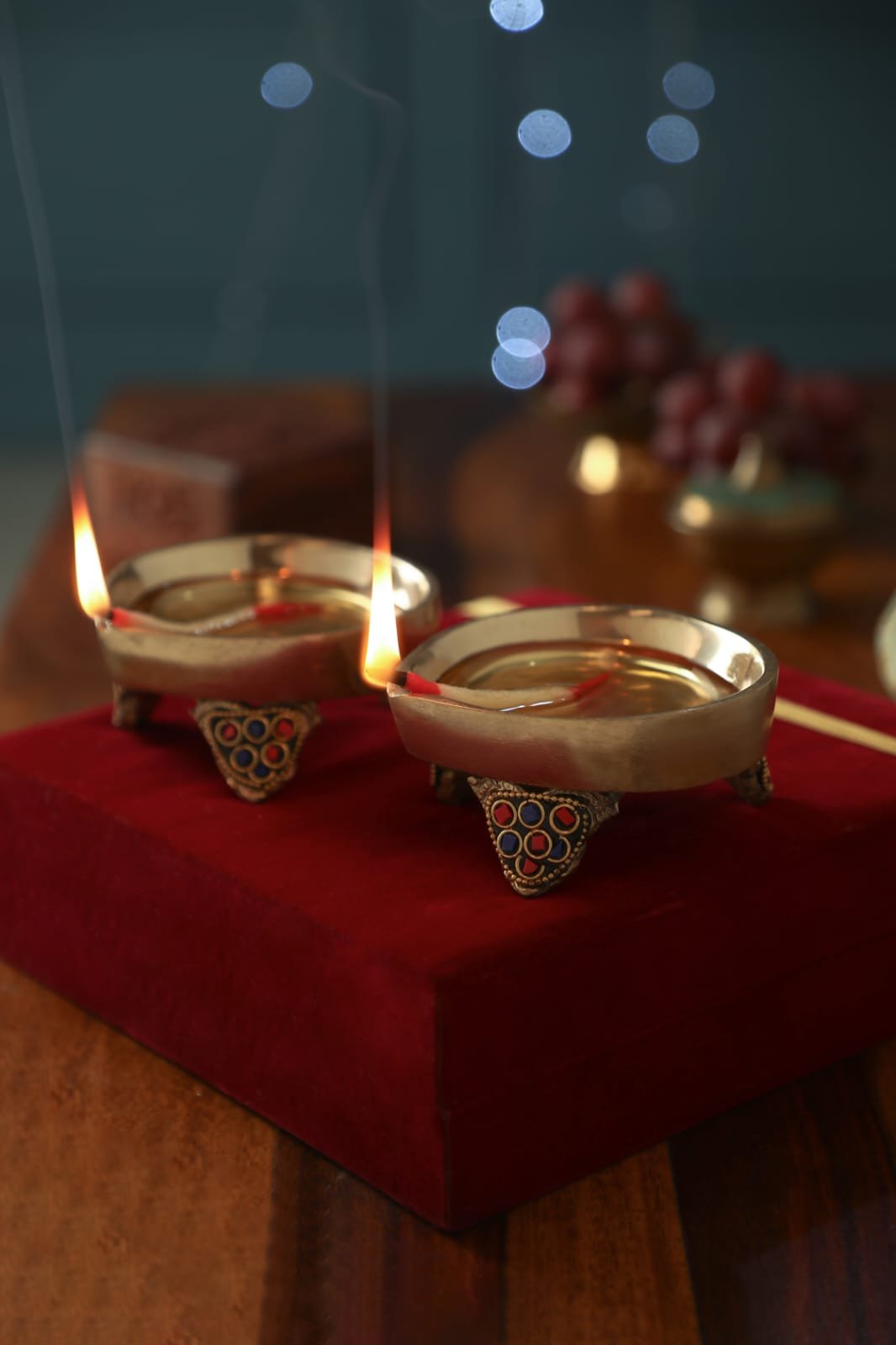 decorative brass pooja diya