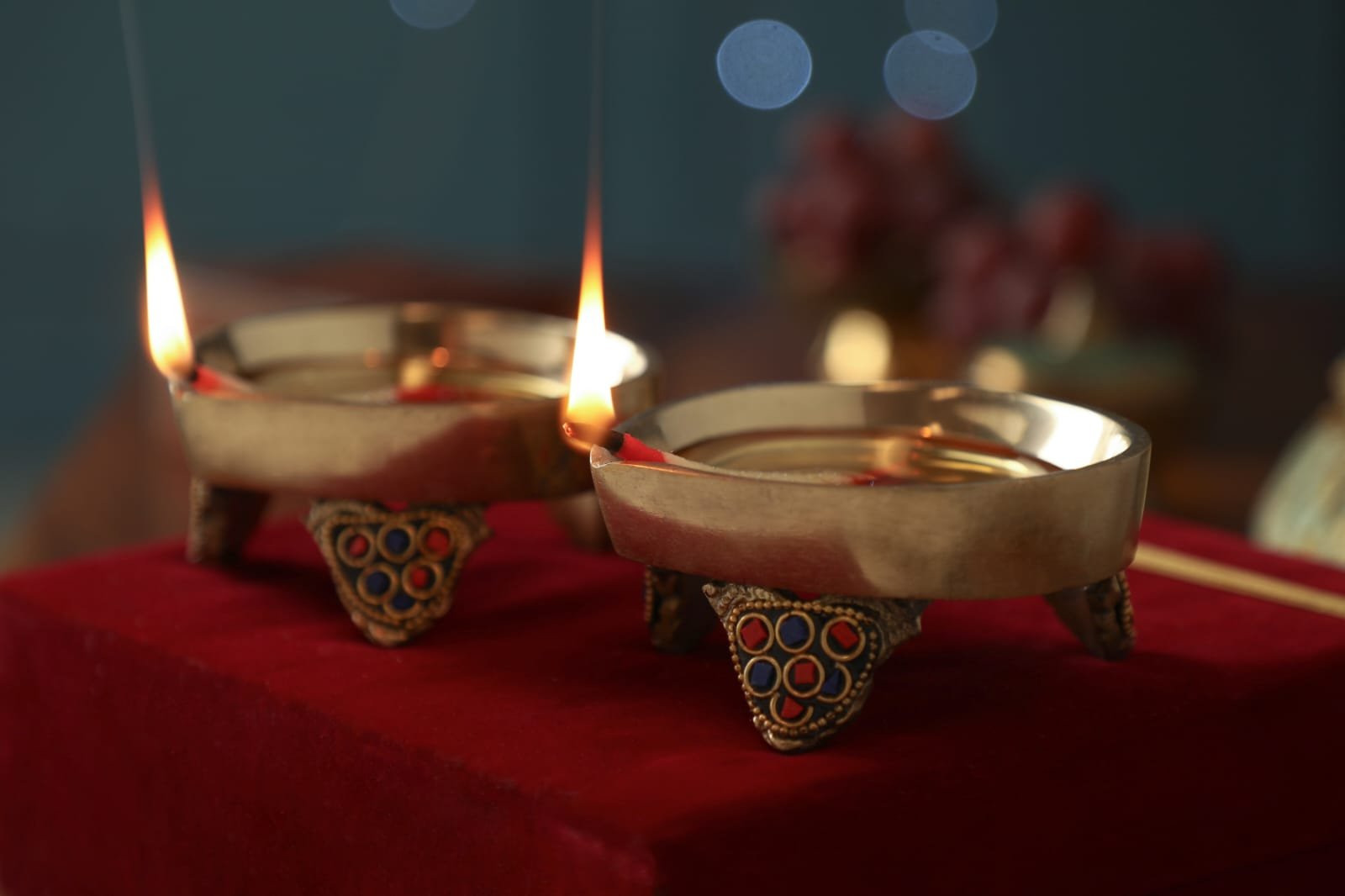 decorative brass pooja diya