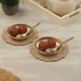 bronze serving bowl set with spoon