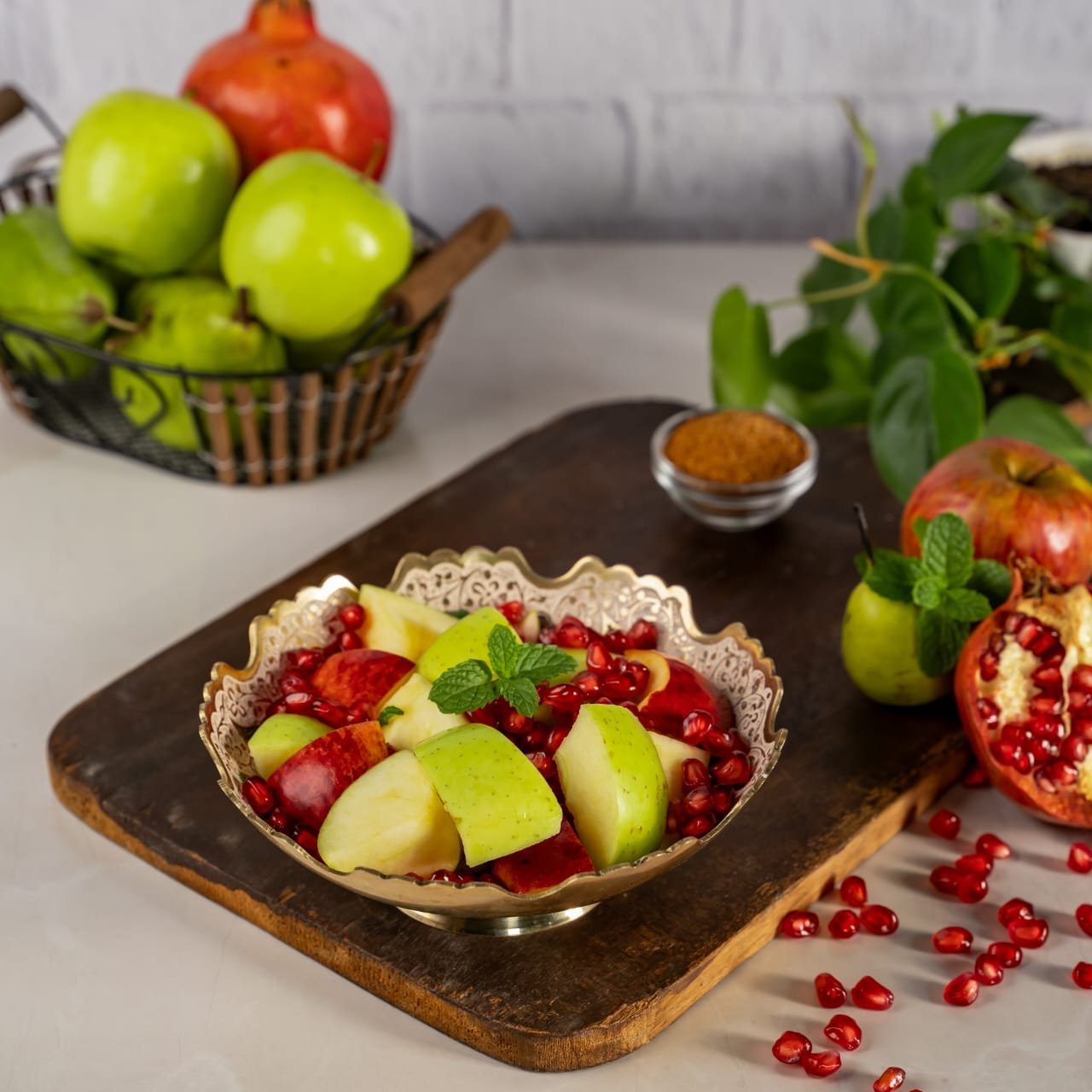 ATYA LUXURY Brass Bowl for Serving Snacks, Desert, Fruits Floral  Hand-Painted Design Scalloped Edge Idol for Serving and Gifting  inch Dia