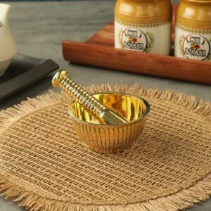 Atya Luxury Brass Mortar and Pestle Set | Pital Mamjasta | Gold Finish heavy weight