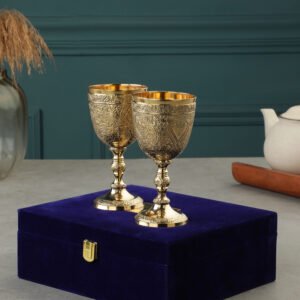 brass wine glass set of 2 with gift box
