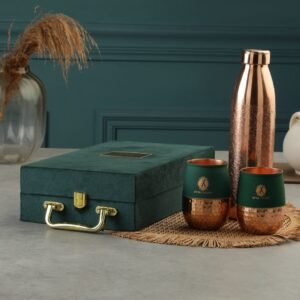 copper water bottle and glass set with gift box