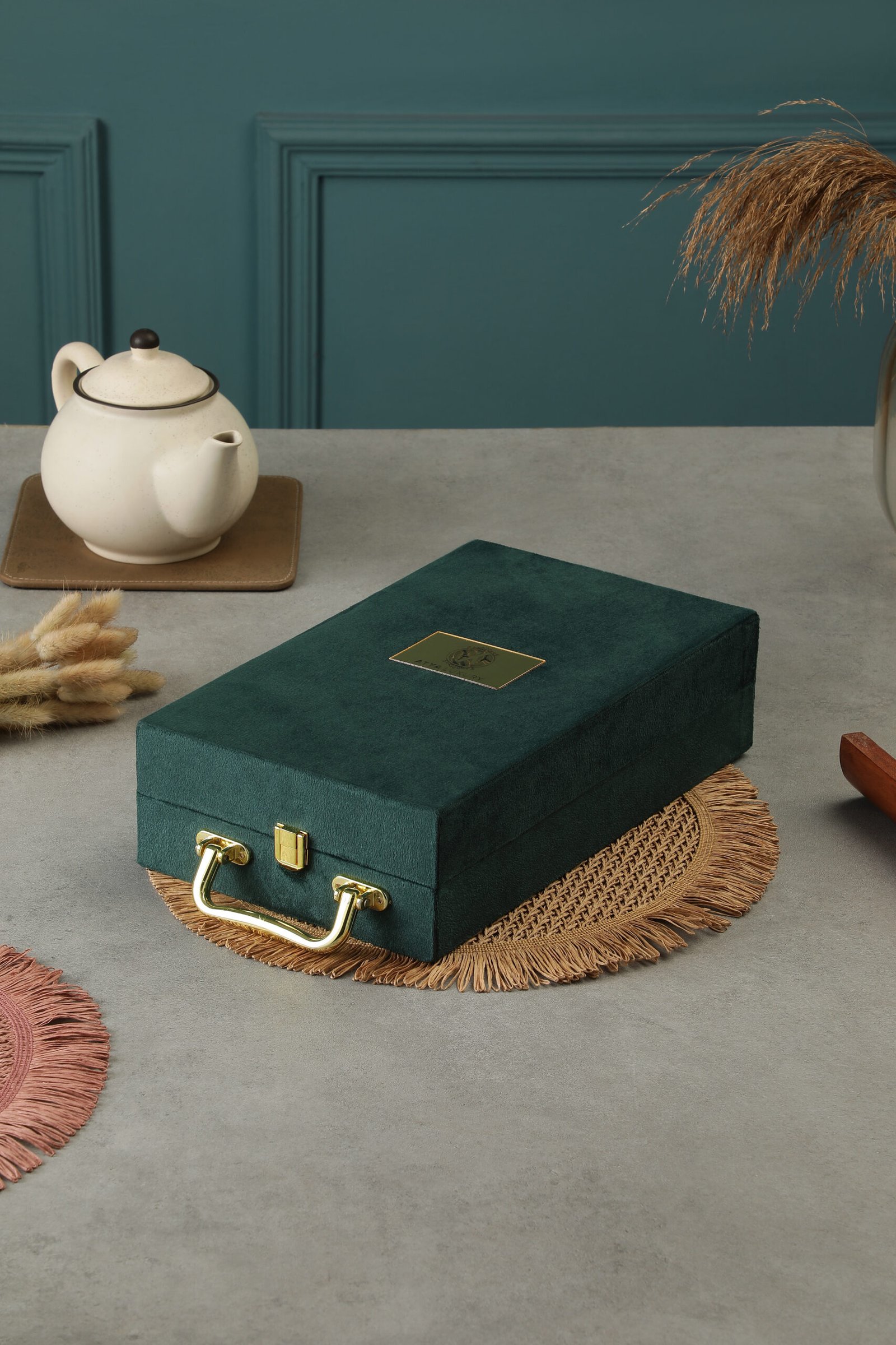 copper water bottle and glass set with gift box