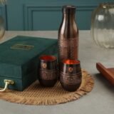 copper water bottle and glass set with gift box
