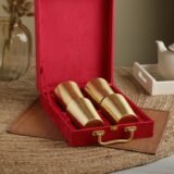 brass glass set of 4 with gift box