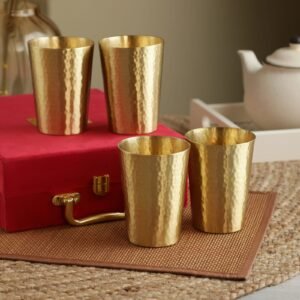 brass glass set of 4