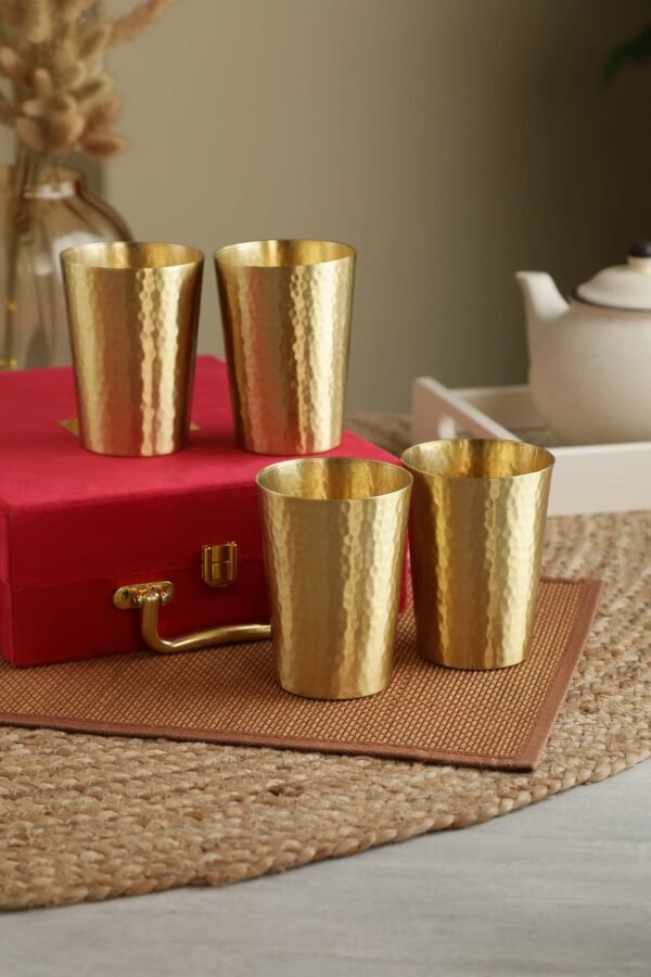 brass glass set of 4