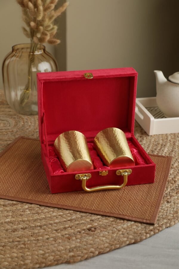 brass glass water set of 2 with gift box